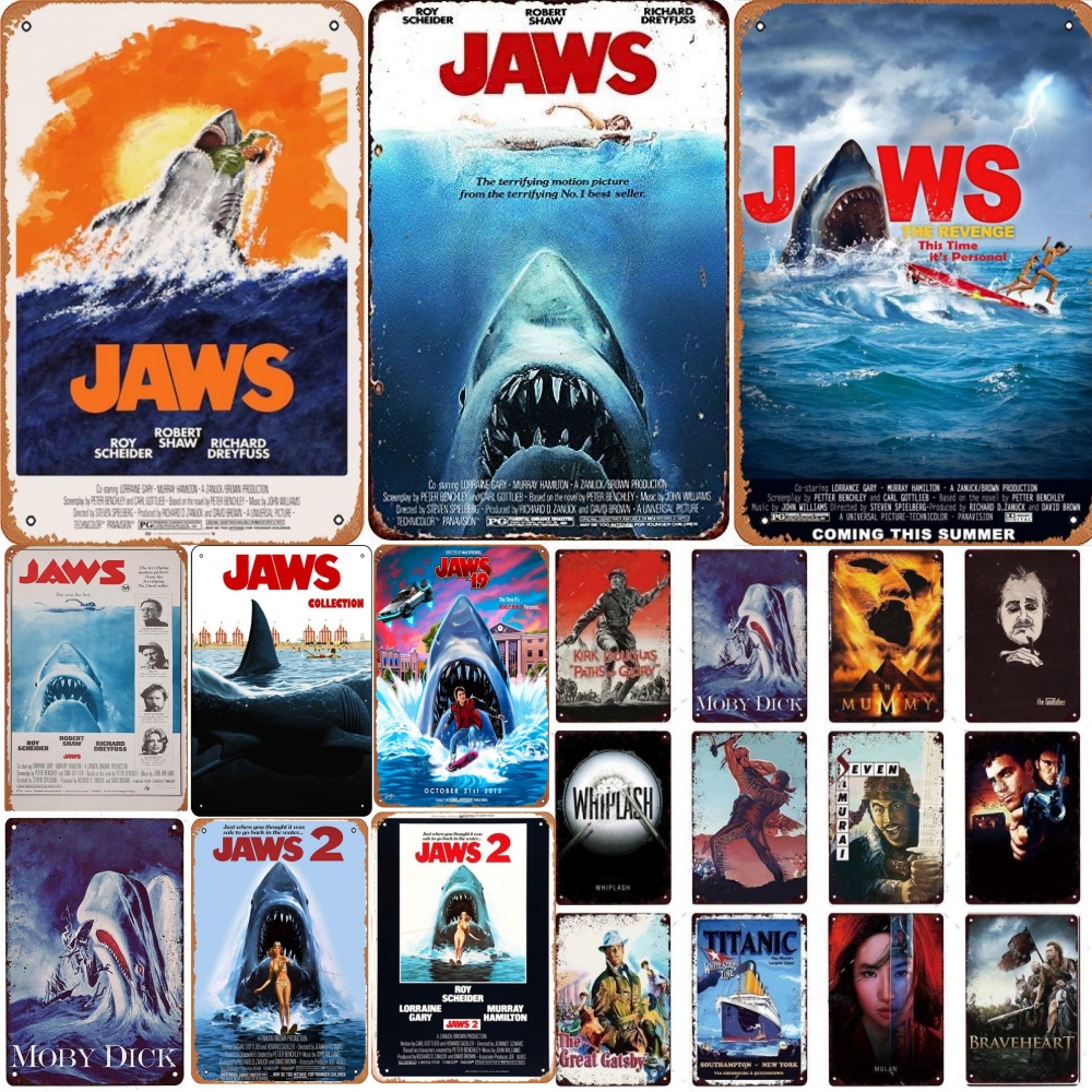 Musical Instrument Sign - Movie Jaws Poster Metal Tin Signs