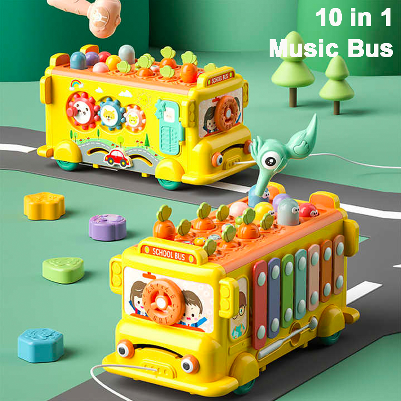 Musical Instrument Game - 10 in 1Multifunction Xylophone Bus Car