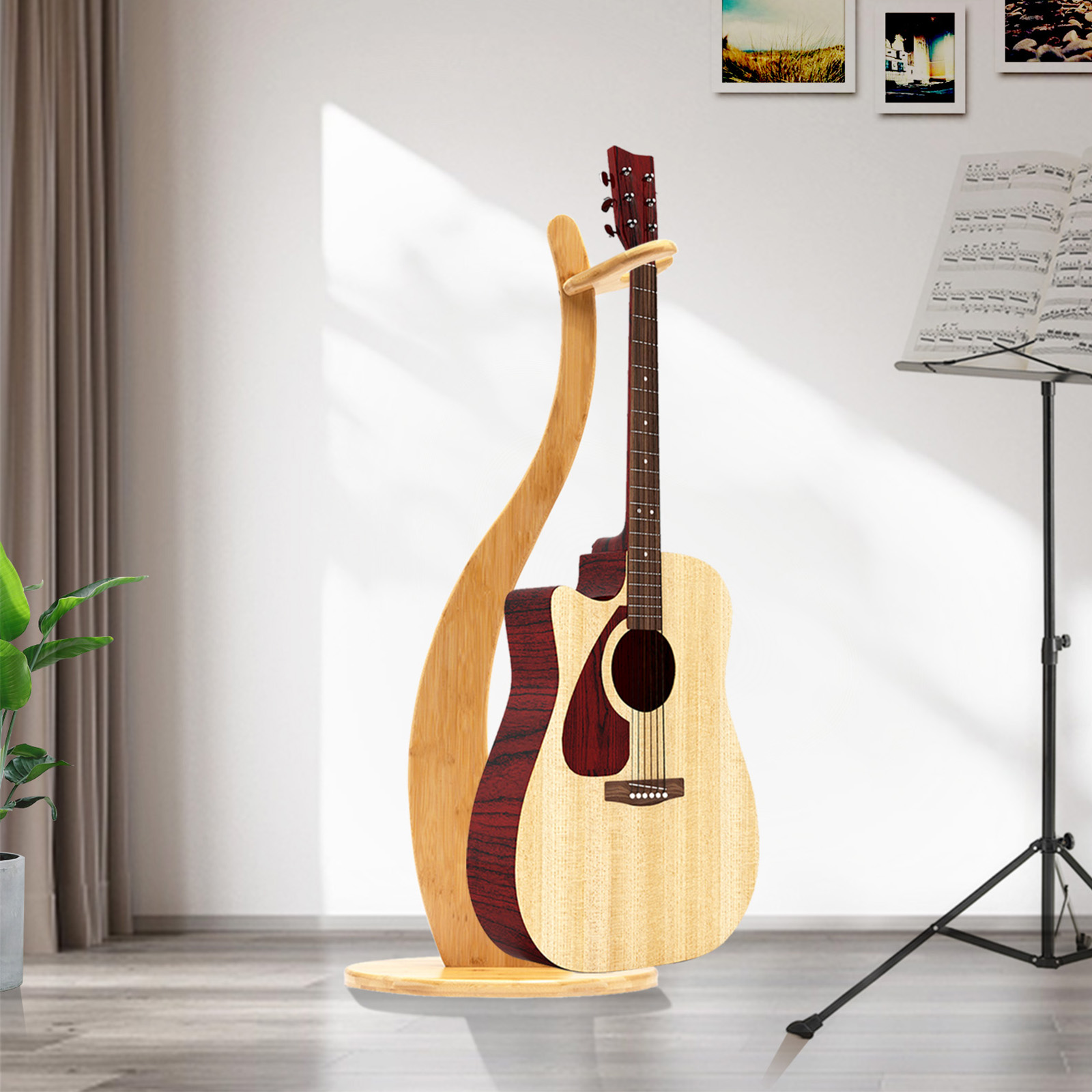 Acoustic Guitar Dreadnought - Guitar Stand，103cm/40.55in Height Bamboo Guitar Stand