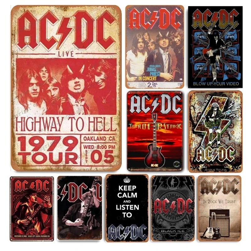 Musical Instrument Sign - AC DC Vintage Heavy Metal Music