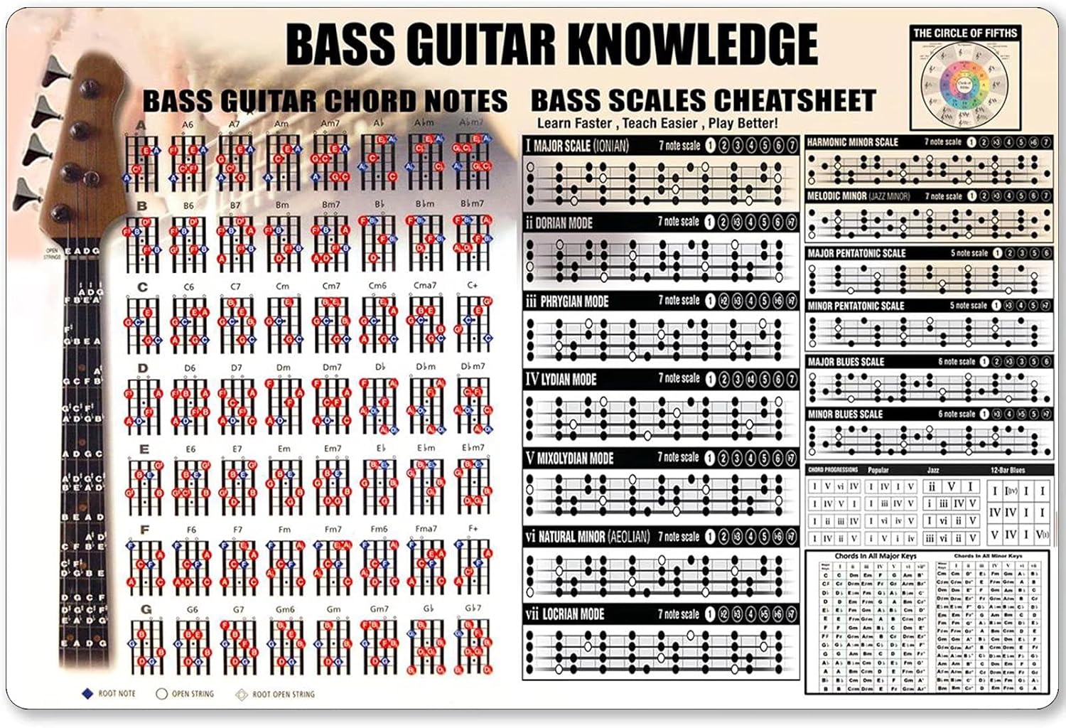 Bass Guitar Knowledge Metal Si - Musical Instrument Sign avis et prix
