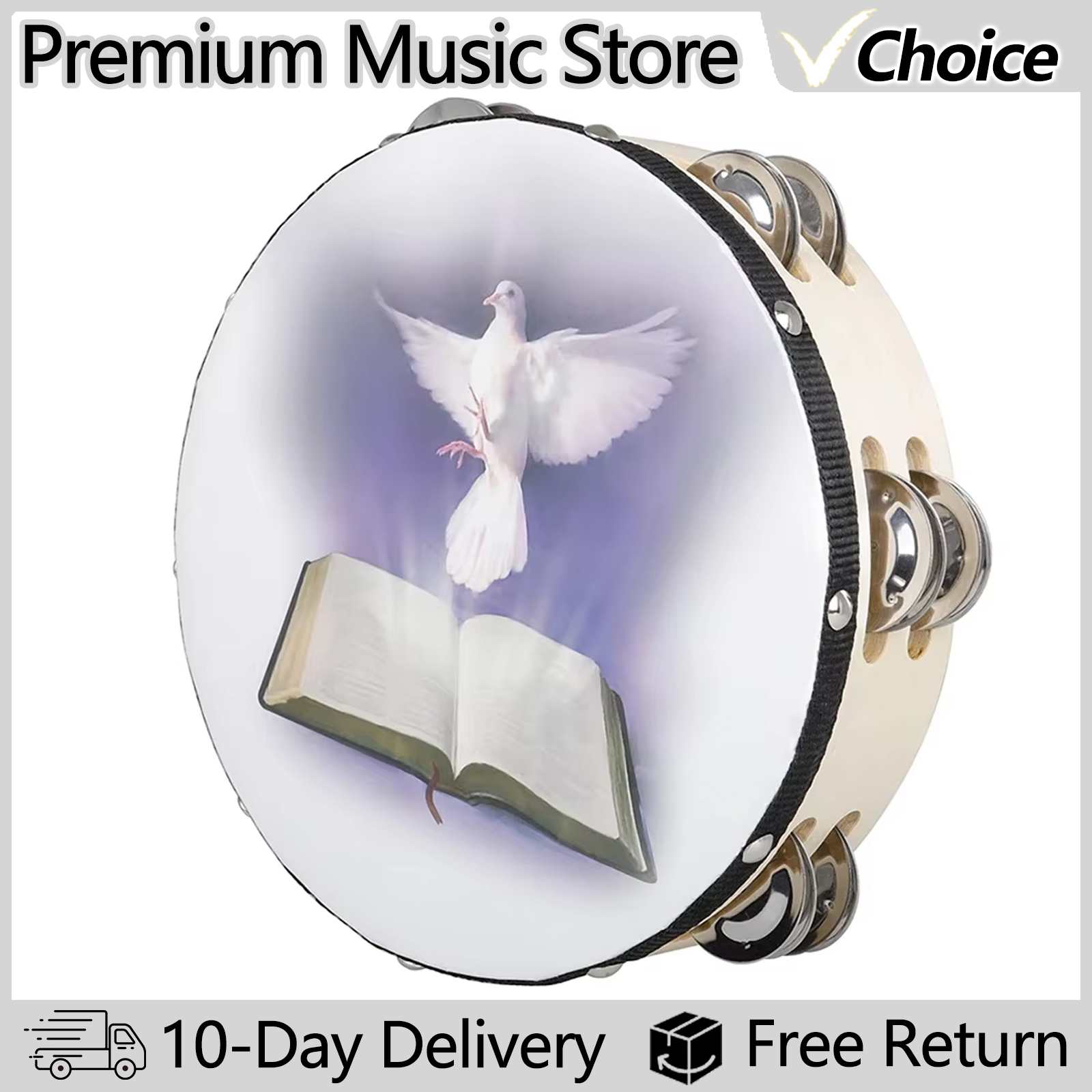 8 Inch Tambourine Peace Pigeon - Musical Instrument Game avis et prix