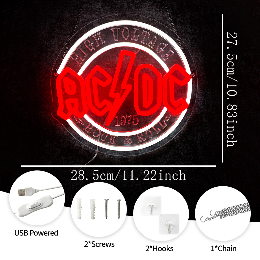 Rock Band Neon Sign for Wall D - Musical Instrument Sign avis et prix