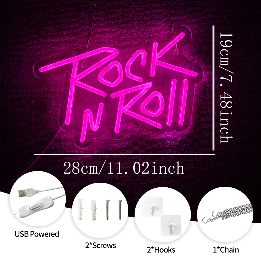 Rock Band Neon Sign for Wall D - Musical Instrument Sign avis et prix