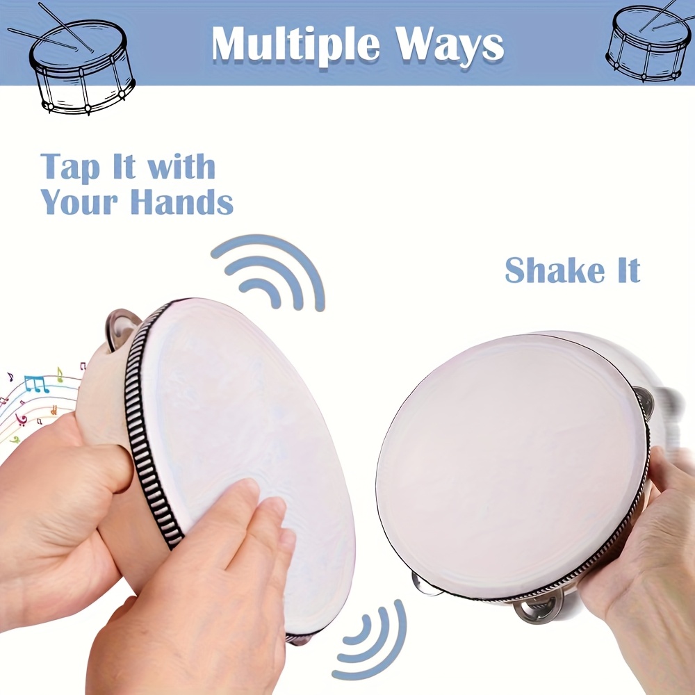 1/3pcs Wooden Tambourine 6/8/1 - Musical Instrument Game avis et prix