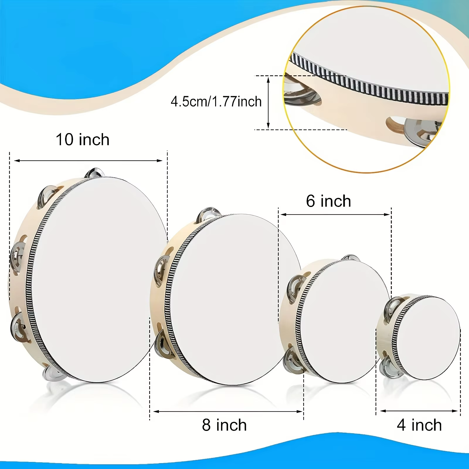 4/ 6inch Hand Tambourine, Meta - Musical Instrument Game avis et prix