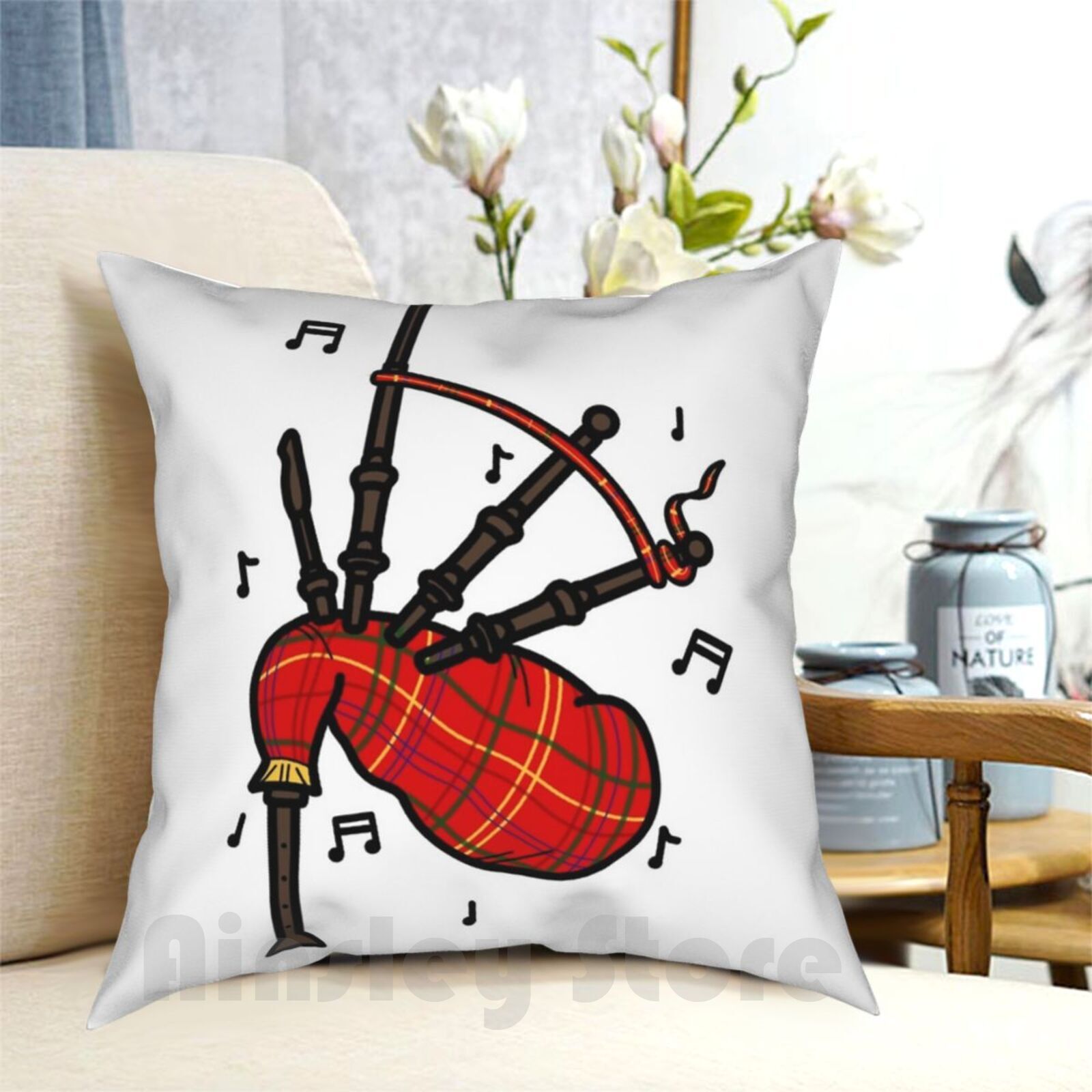 Bagpipes Pillow Case Printed H - Musical Instrument Of Scotland avis et prix