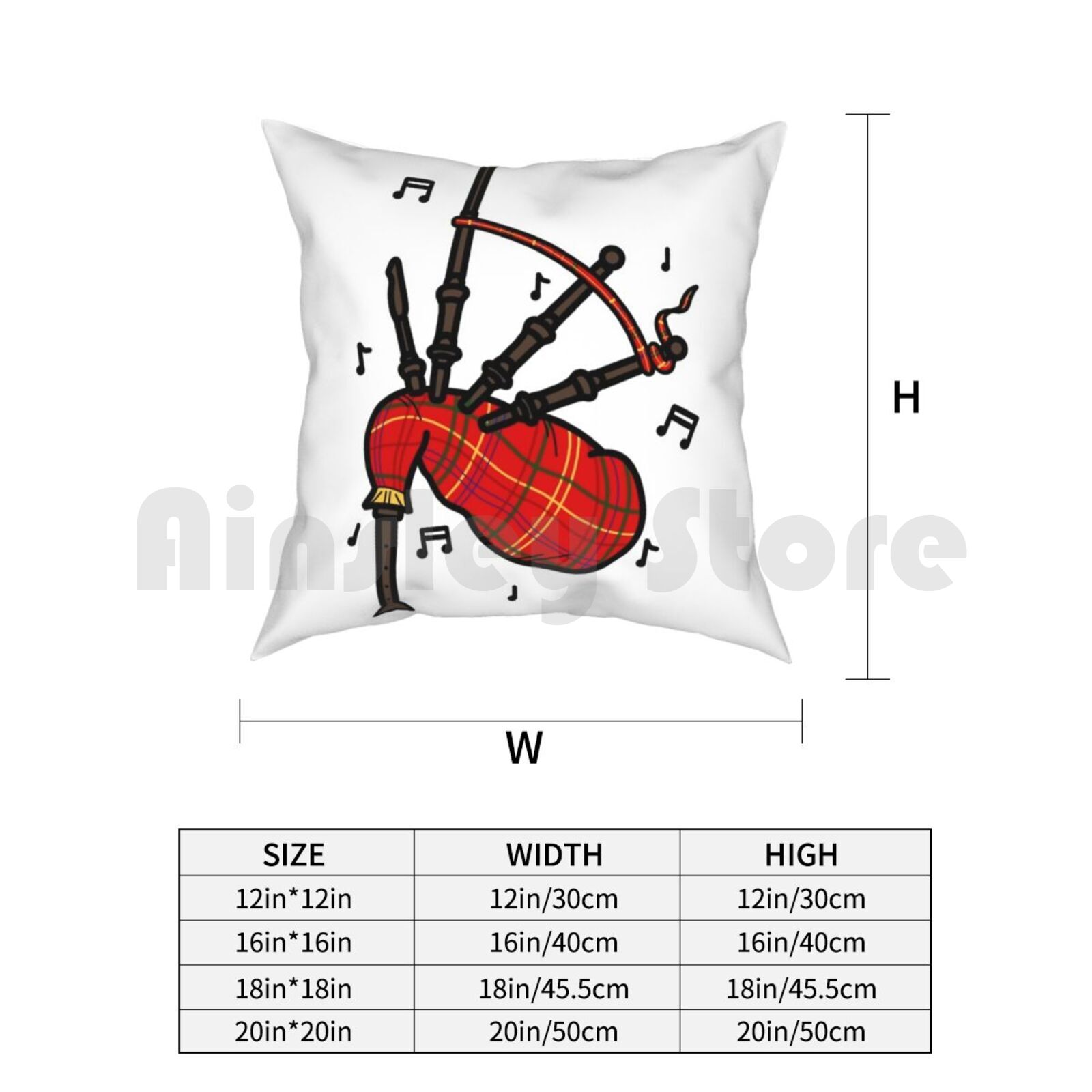Bagpipes Pillow Case Printed H - Musical Instrument Of Scotland avis et prix
